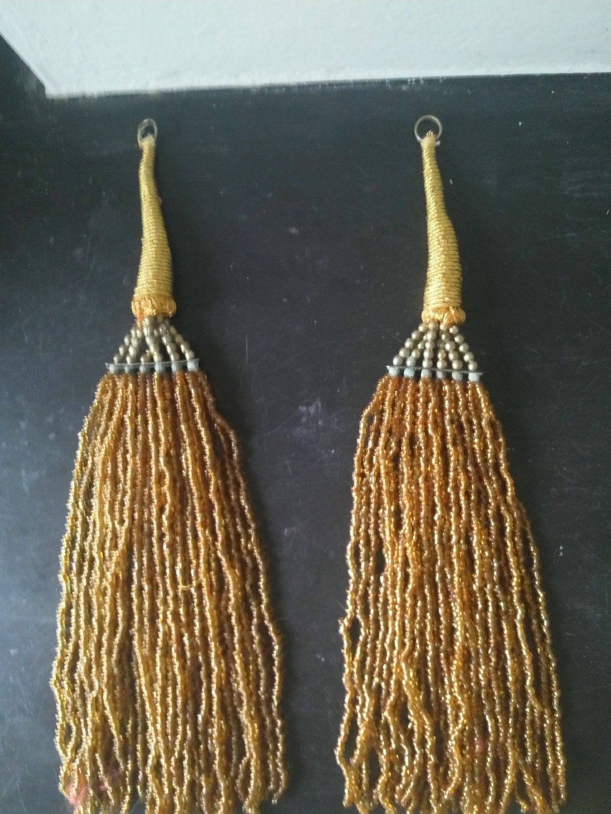 Antieke gordijn kwasten L 23 cm, Ophalen of Verzenden