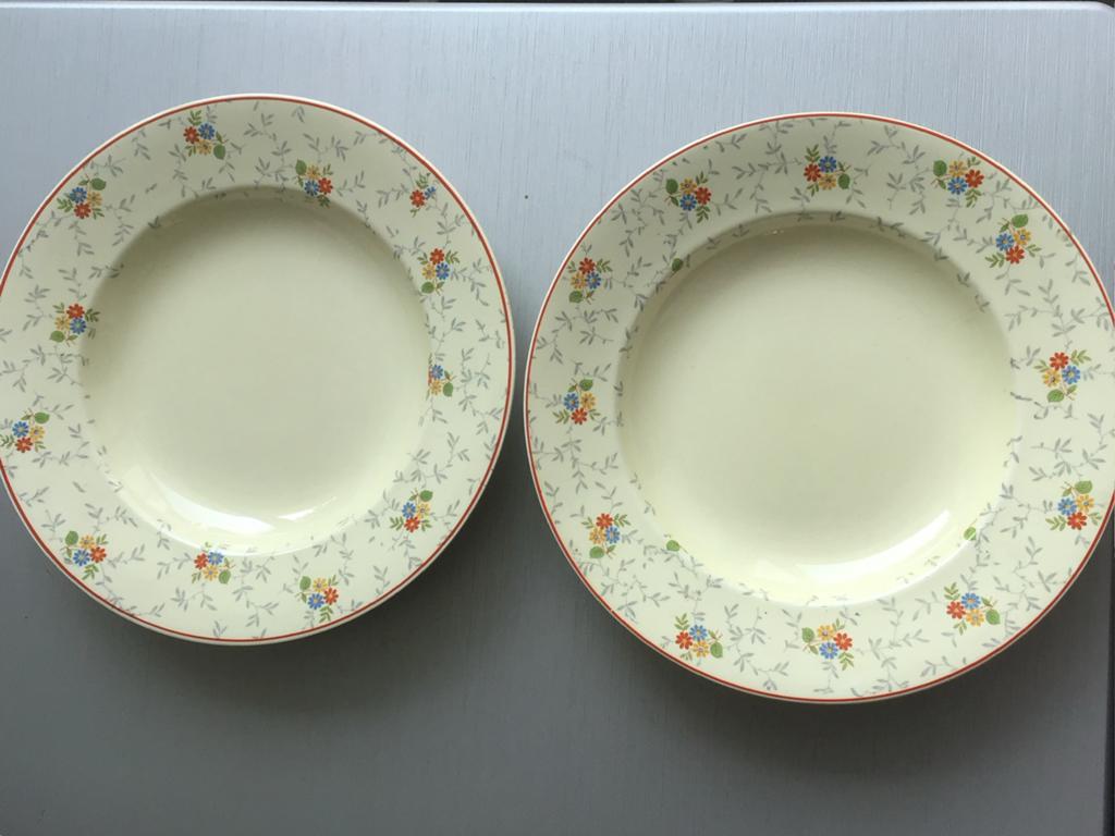 2x soepbord Societe Ceramique Mille Fleurs decor 2520 / 1942, Ophalen of Verzenden