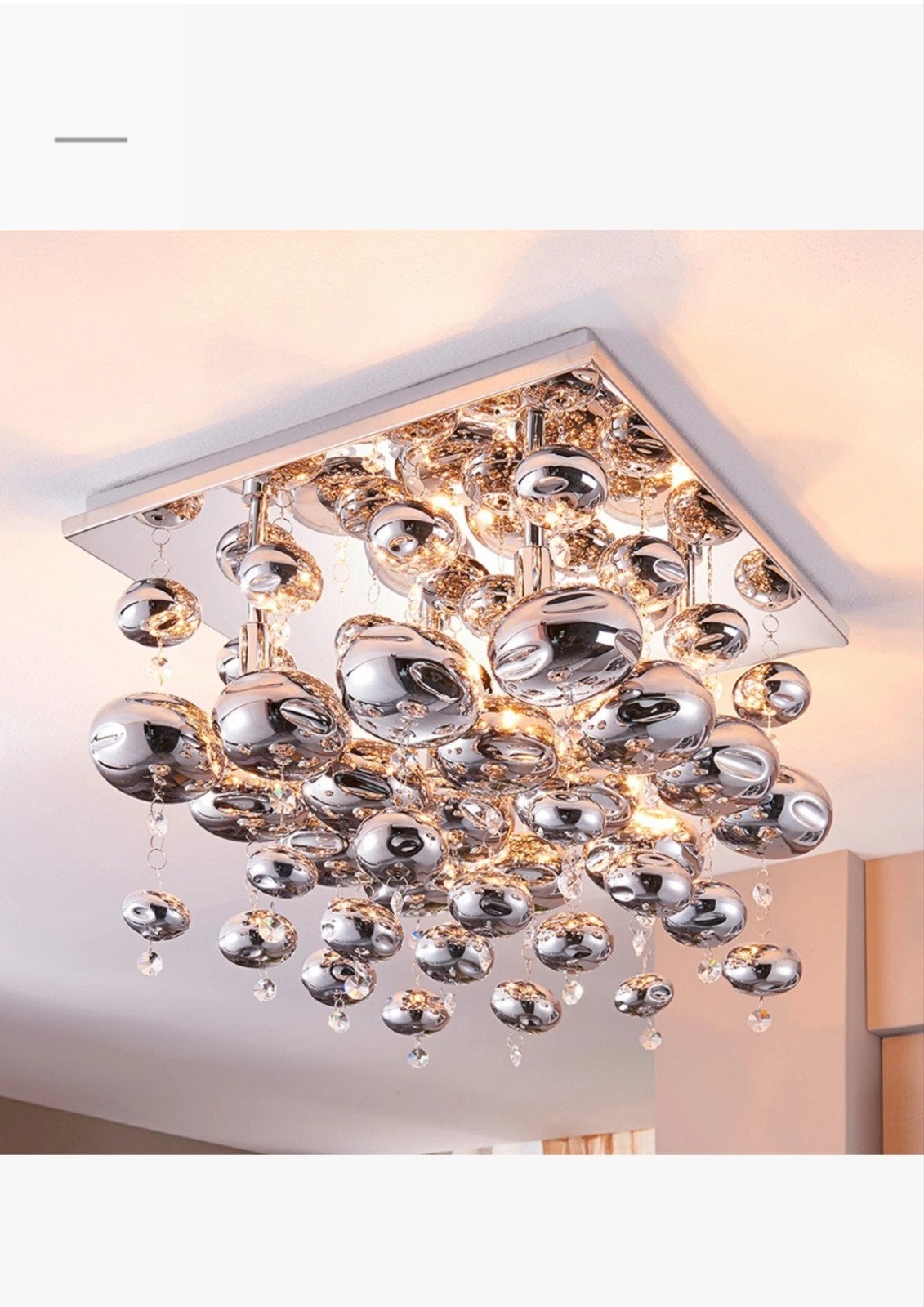 plafondlamp met glazen bollen, Ophalen