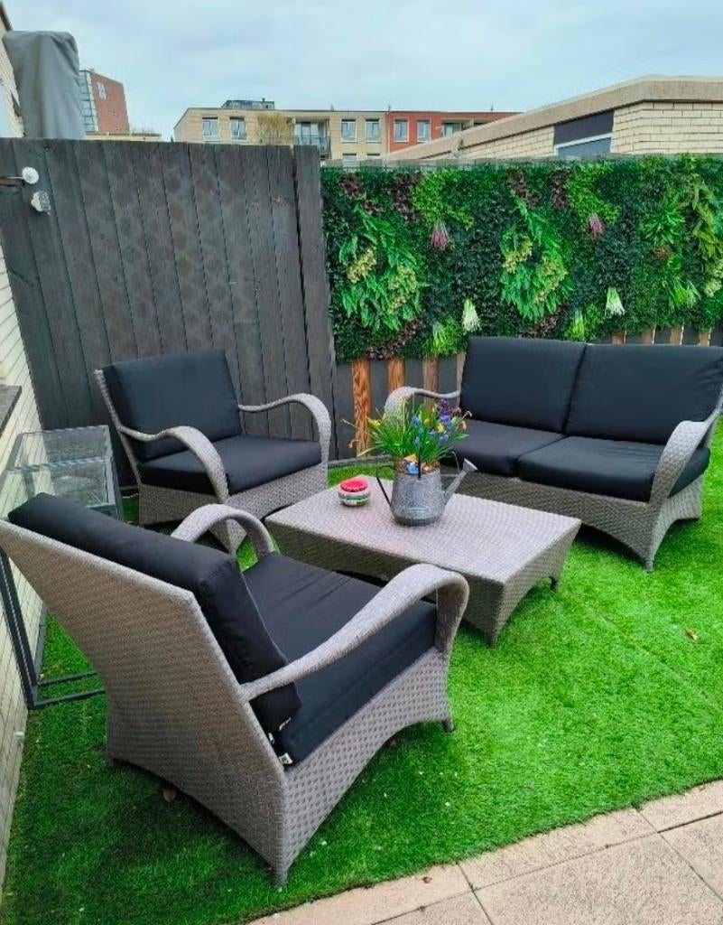 loungeset, Tuin en Terras, Tuinsets en Loungesets, Gebruikt, Loungeset, Kunststof, 5 zitplaatsen, Bank, Eettafel, Ophalen of Verzenden