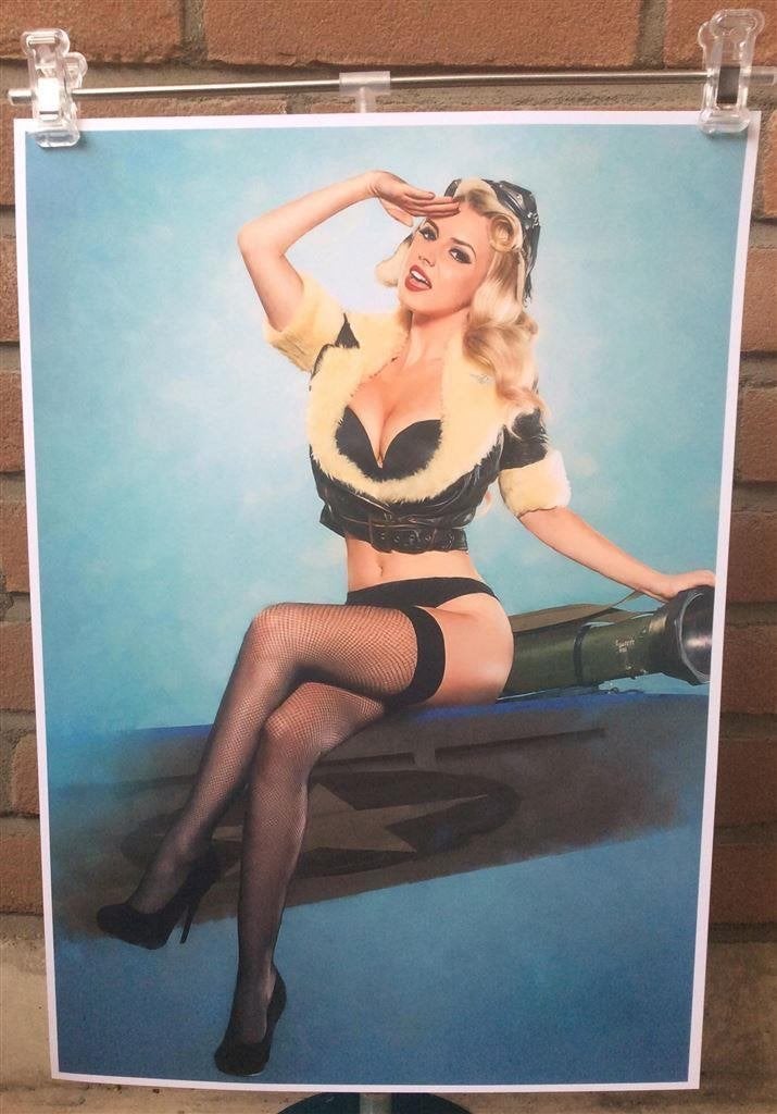 Leger Dame Retro Sexy Lingerie Pin up lkunst POSTER, Verzenden, Landmacht, Nederland, Foto of Poster