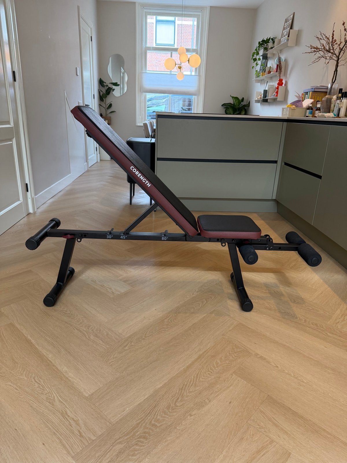 Decathlon Fitnessbank - Verstelbaar en Opvouwbaar, Sport en Fitness, Fitnessmaterialen, Ophalen, Zo goed als nieuw, Armen, Fitnessbank