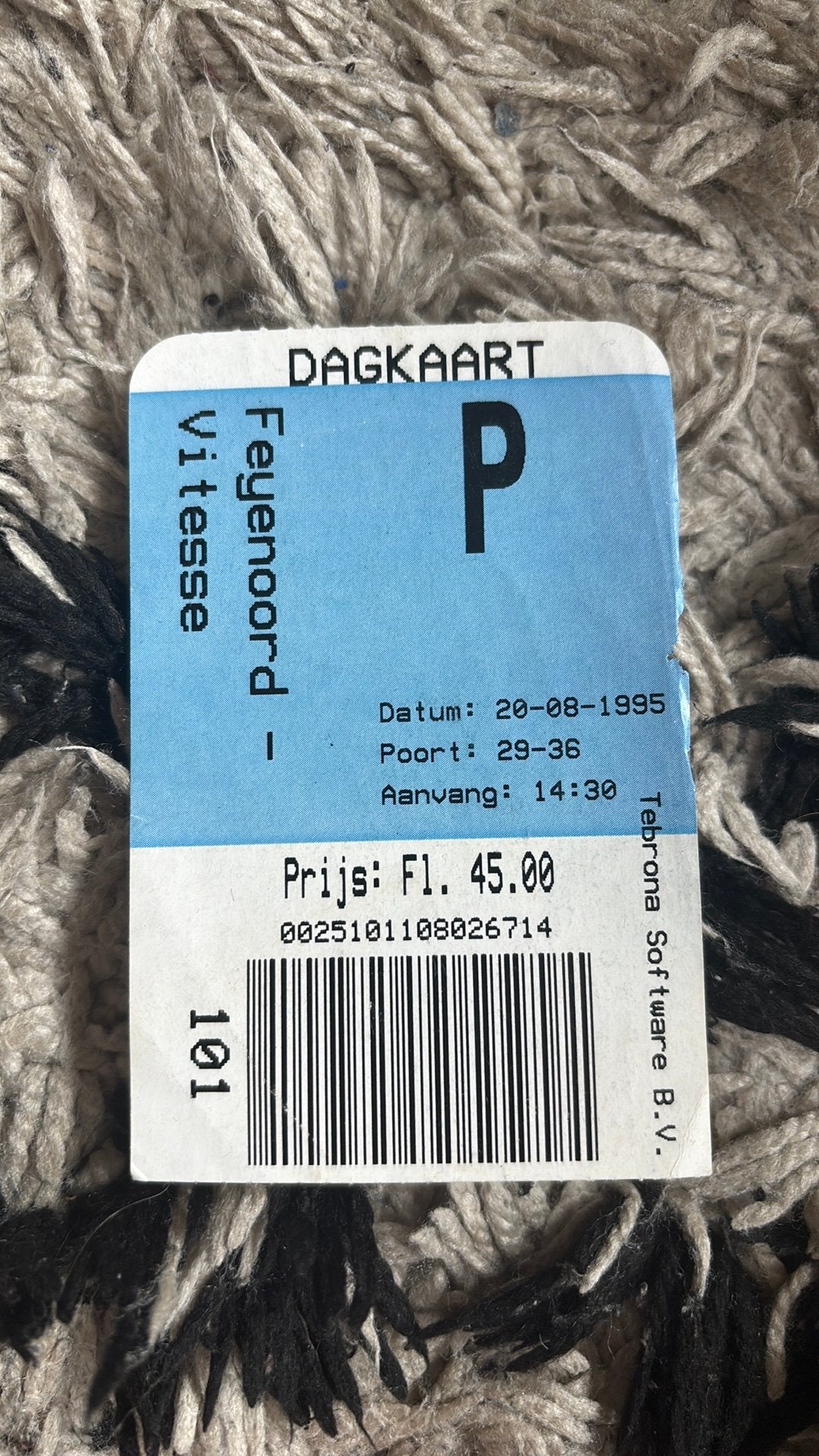 Oud stadionticket feyenoord vitesse 1995, Ophalen of Verzenden, Zo goed als nieuw, Feyenoord