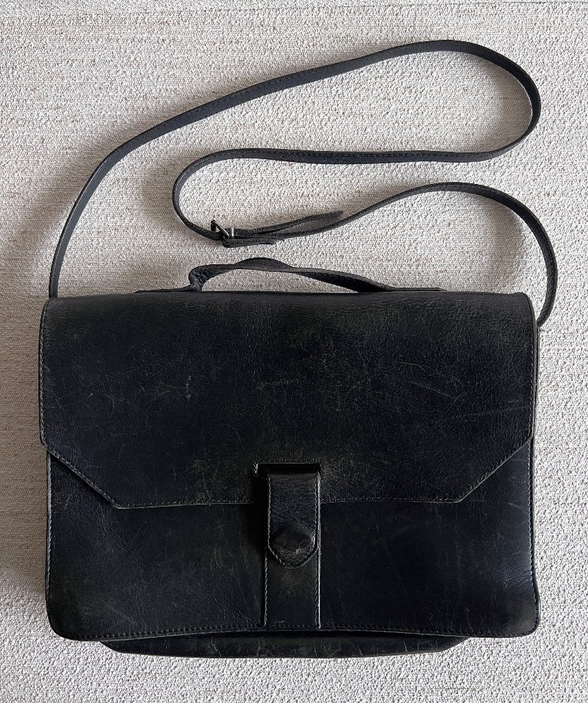 Hester van Eeghen - Leren tas, Sieraden, Tassen en Uiterlijk, Tassen | Damestassen, Ophalen of Verzenden, Gebruikt, Zwart, Handtas