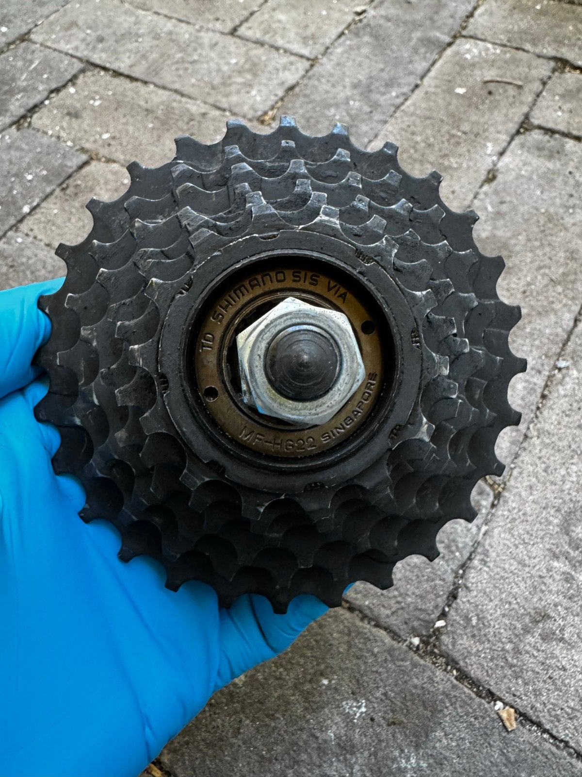 Shimano SIS VIA MF-HG22 6-speed freewheel, Gebruikt, Staal, Ophalen of Verzenden, Derailleur of Ketting