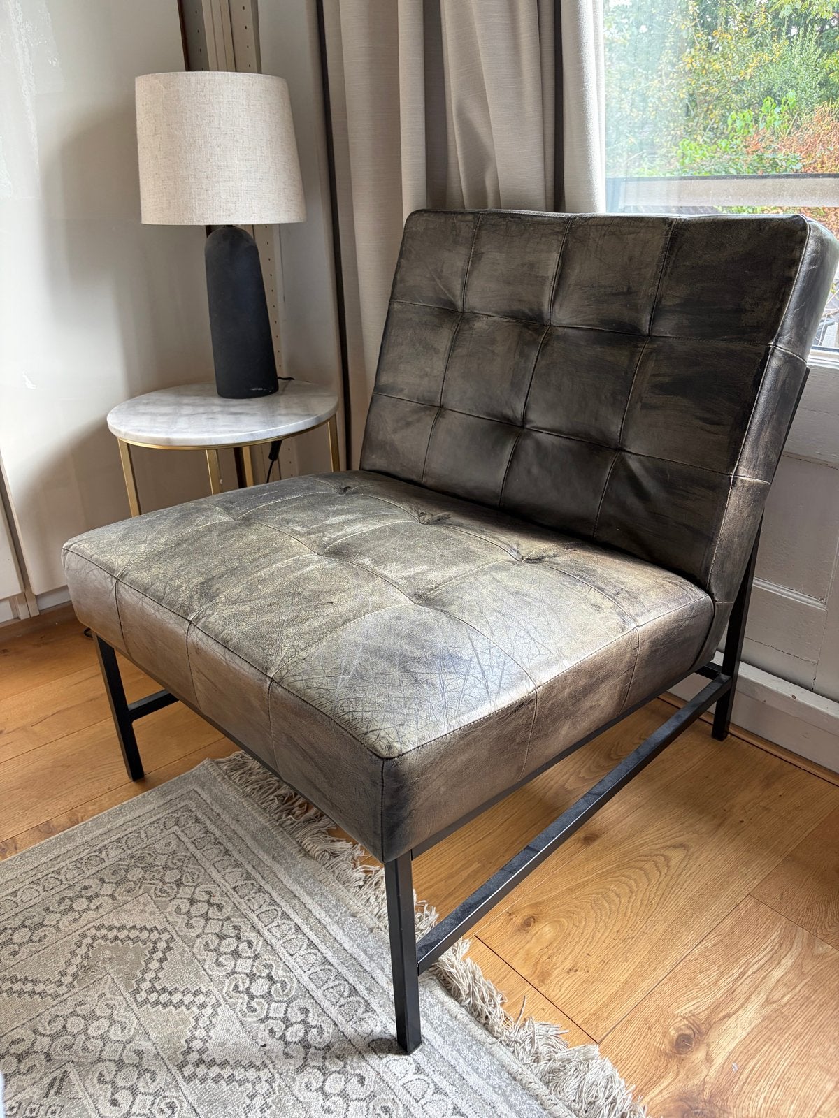 Loods 5 Leren Fauteuil - Zwart, Ophalen, Gebruikt, Leer