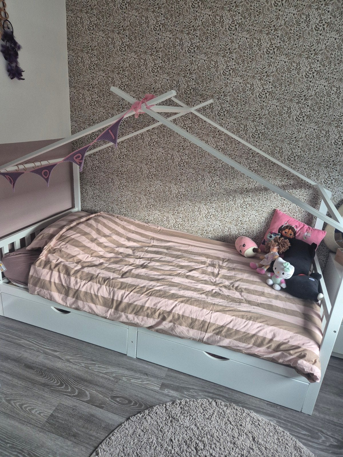 huisjesbed met 2 lades wit 90200, Ophalen, 85 tot 100 cm, Zo goed als nieuw, Matras