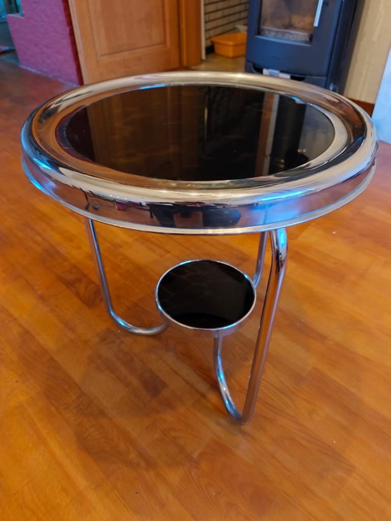 Jaren 30 bijzettafel Art Deco, Overige materialen, Minder dan 55 cm, Rond, Zo goed als nieuw