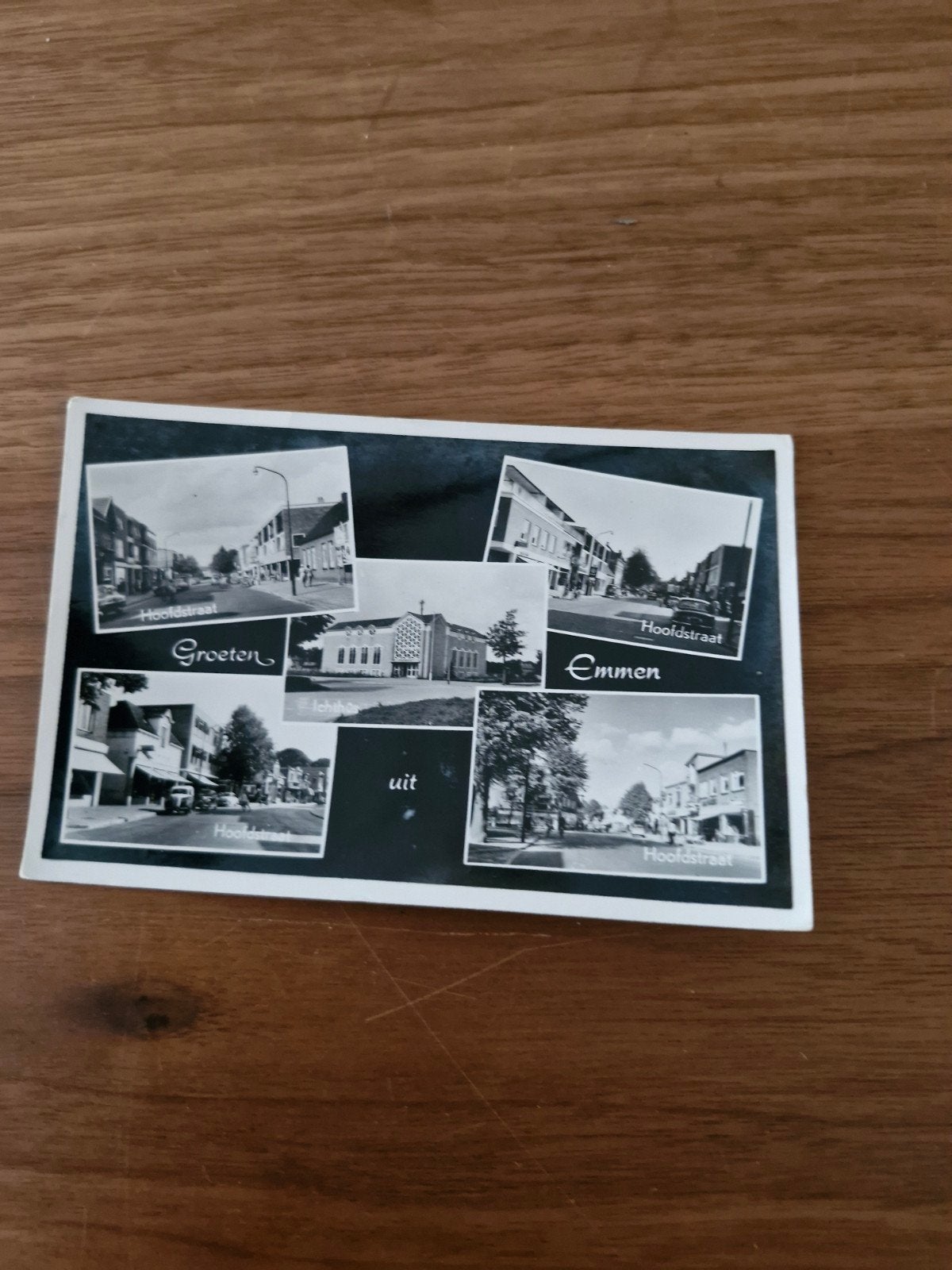 016 Oude Ansichtkaart Groeten uit Emmen Hoofdstraat, Ophalen of Verzenden, 1940 tot 1960, Gelopen, Drenthe