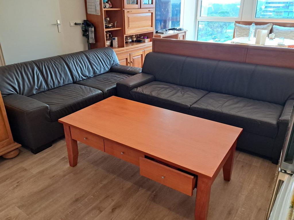2 Leren banken, Ophalen, Zo goed als nieuw, Leer