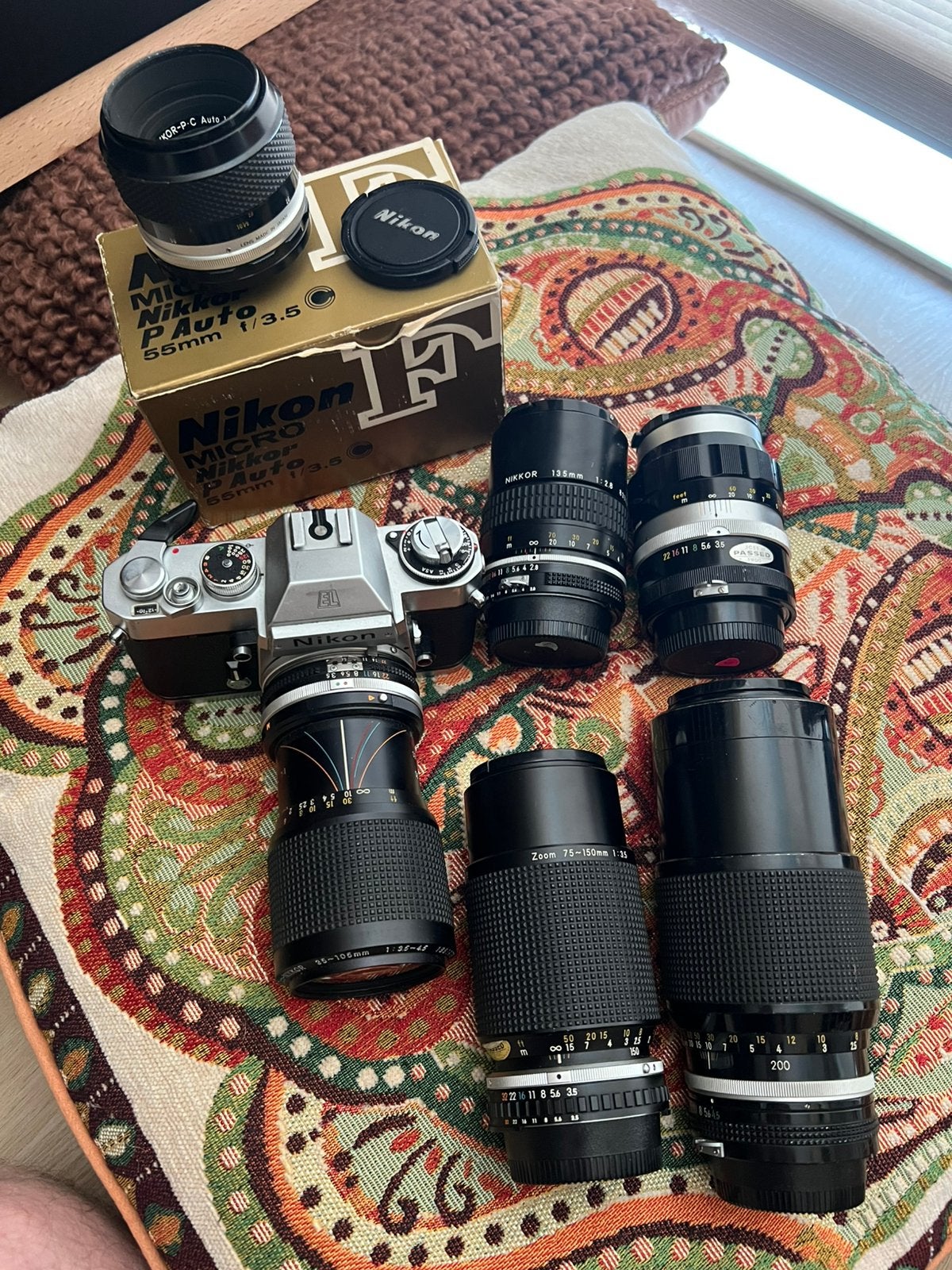 Nikon EL + grote set nikkor objectieven, Audio, Tv en Foto, Fotocamera's Analoog, Gebruikt, Spiegelreflex, Verzenden, Nikon
