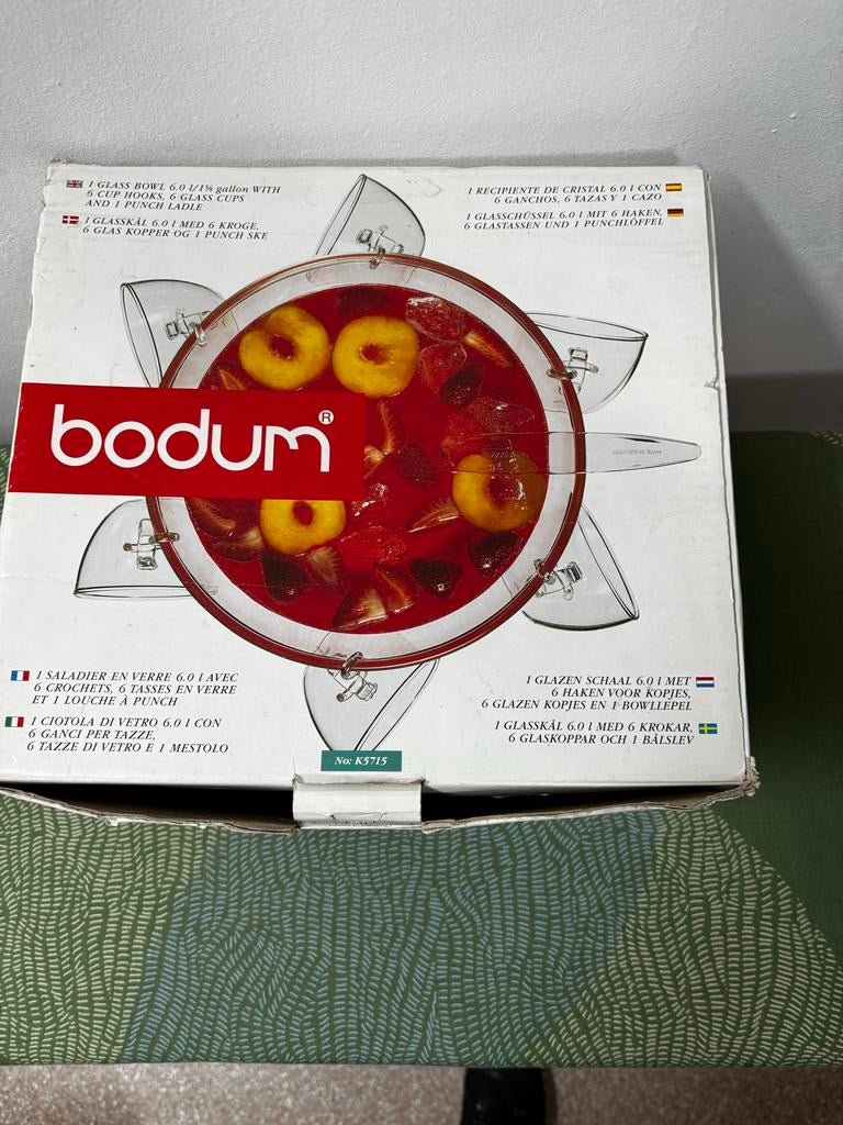 Bodum Sangria punch Glazen Schaal met Kopjes, Ophalen of Verzenden, Zo goed als nieuw