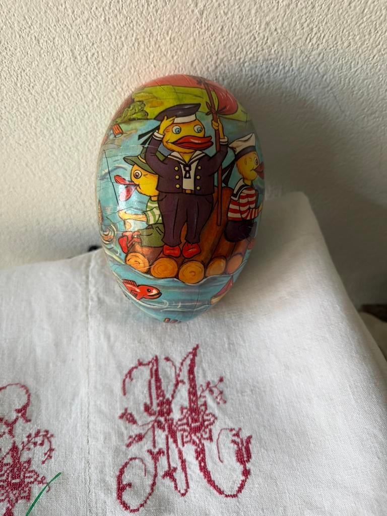 Paasei, candy container, papier mache, GDR, Diversen, Pasen, Ophalen of Verzenden, Zo goed als nieuw