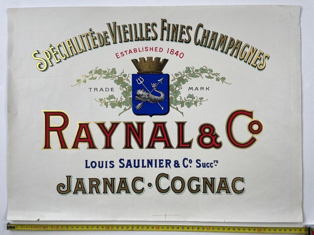 poster cognac Raynal & co zeer oud affiche, Ophalen of Verzenden, Zo goed als nieuw, A1 t/m A3, Overige onderwerpen