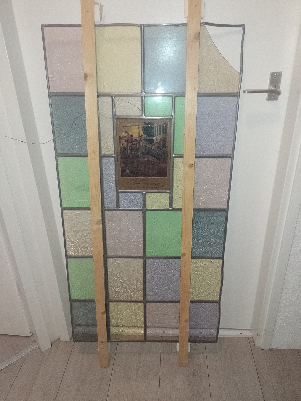Glas in lood paneel, Doe-het-zelf en Verbouw, Glas en Ramen, Ophalen, Gebruikt, Glas in lood, 80 tot 120 cm