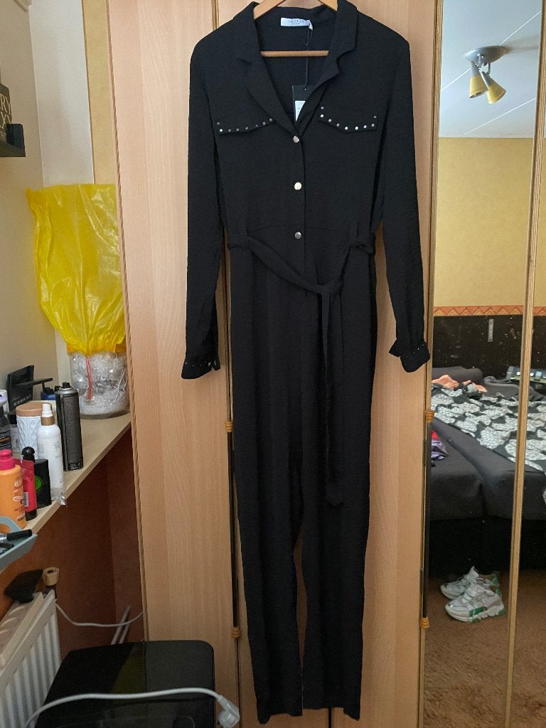 Nieuw exclusieve zwarte jumpsuit Costes, Kleding | Dames, Zwart, Maat 42/44 (L), Nieuw, Ophalen of Verzenden