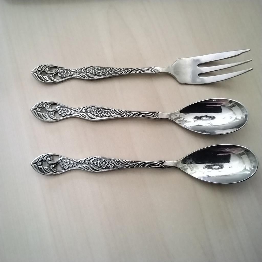 Gero zilmeta  Siera 736 taartschep, vorkje en lepeltjes, Verzenden, Rvs of Chroom