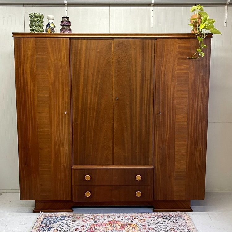 Prachtige grote Art Deco vintage kledingkast hang leg lades!, Gebruikt, Overige materialen, 150 tot 200 cm, Onbekend