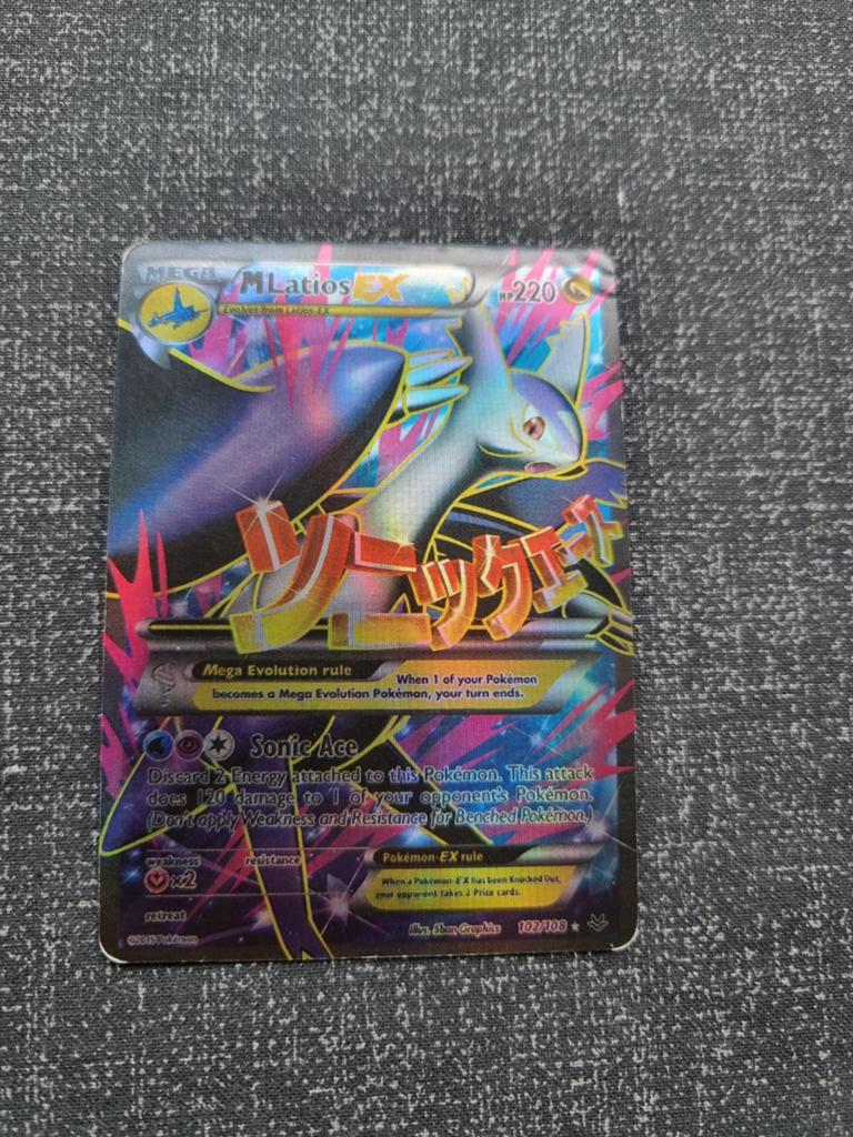 Pokémon M Latios EX 102/108 Holo Foil Kaart, Ophalen of Verzenden, Gebruikt, Losse kaart, Foil