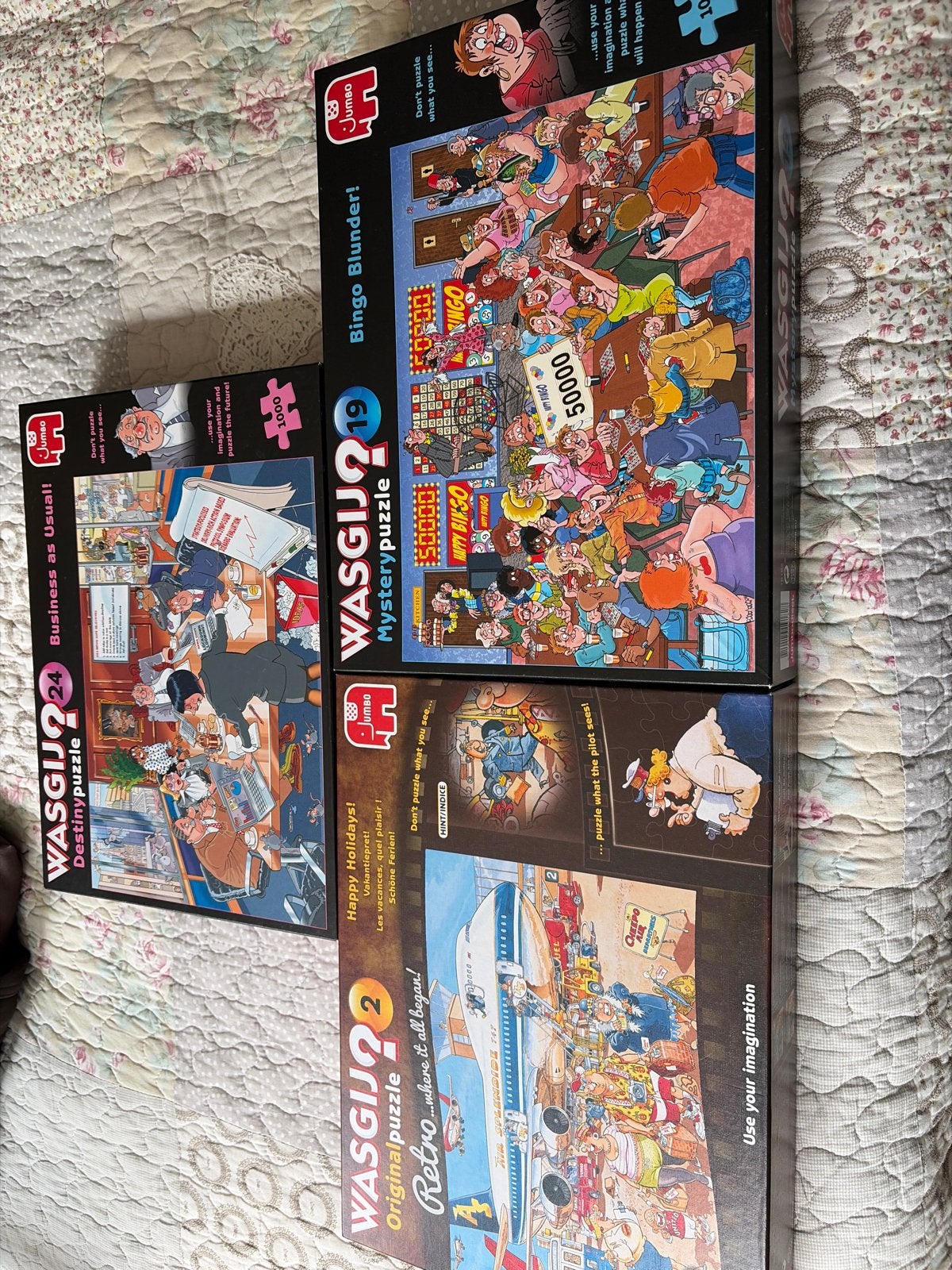 3 Wasgij Puzzels: Retro, Destiny & Mystery (1000 stukjes), Ophalen of Verzenden, Meer dan 50 stukjes, Gebruikt, 6 jaar of ouder