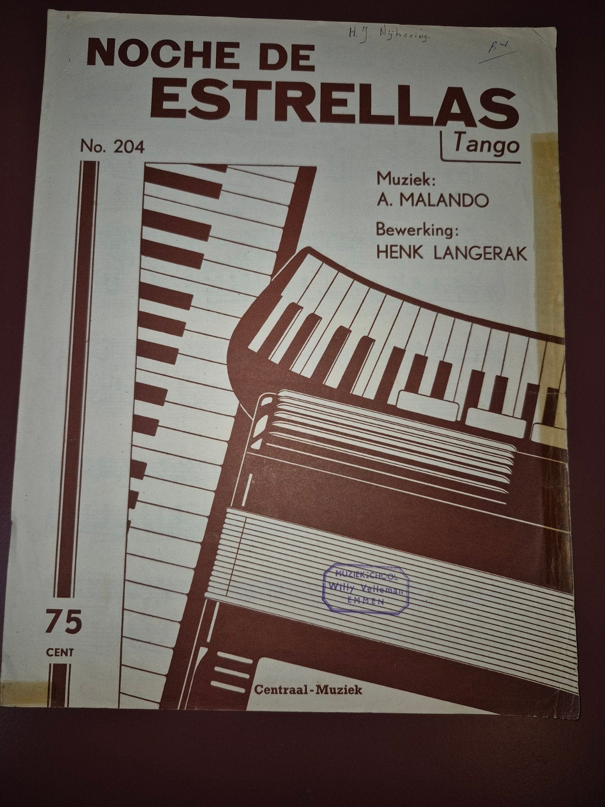 Noche de Estrellas - Tango bladmuziek voor accordeon, Latin en Salsa, Gebruikt, Ophalen of Verzenden, Artiest of Componist