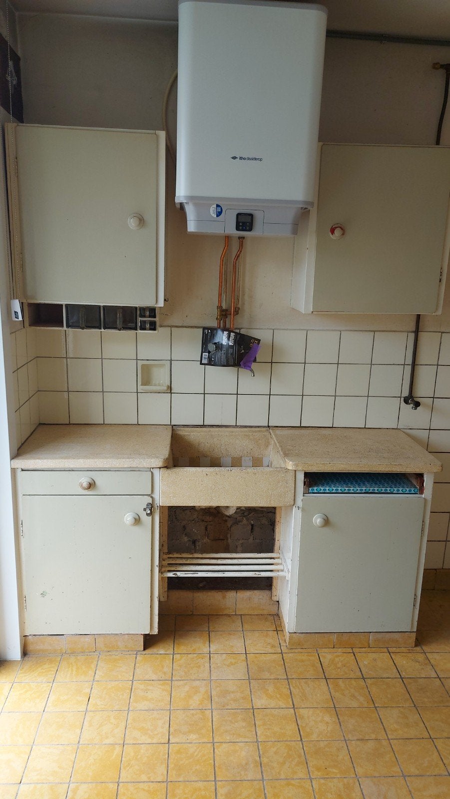 Piet Zwart Vintage Keukenblok met Spoelbak en Kastjes, Huis en Inrichting, Ophalen, Gebruikt, Overige materialen, Enkelwandige keuken