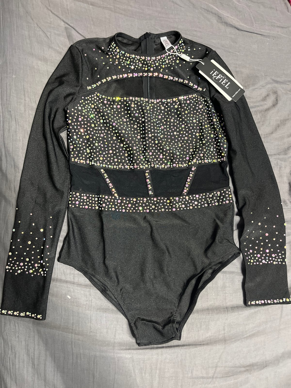 Zwarte turnpakje met strass steentjes - Nieuw met label, Ophalen of Verzenden, Nieuw, Turnpak(je)