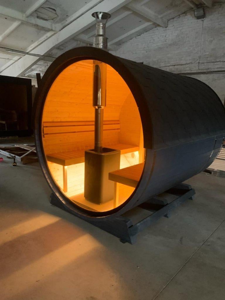 Barrel sauna hout gestookt, Ophalen, Fins of Traditioneel, Sauna Service, Info@saunaservice.nl