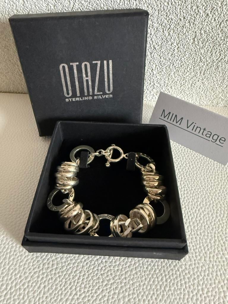 H026/Zeldzame massief Zilveren OTAZU modernist armband, Gebruikt, Verzenden, X, Zilver