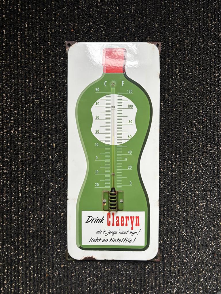 Emaille Reclamebord Thermometer Claeryn Termometer, Verzamelen, Merken en Reclamevoorwerpen, Ophalen of Verzenden, Gebruikt, Reclamebord
