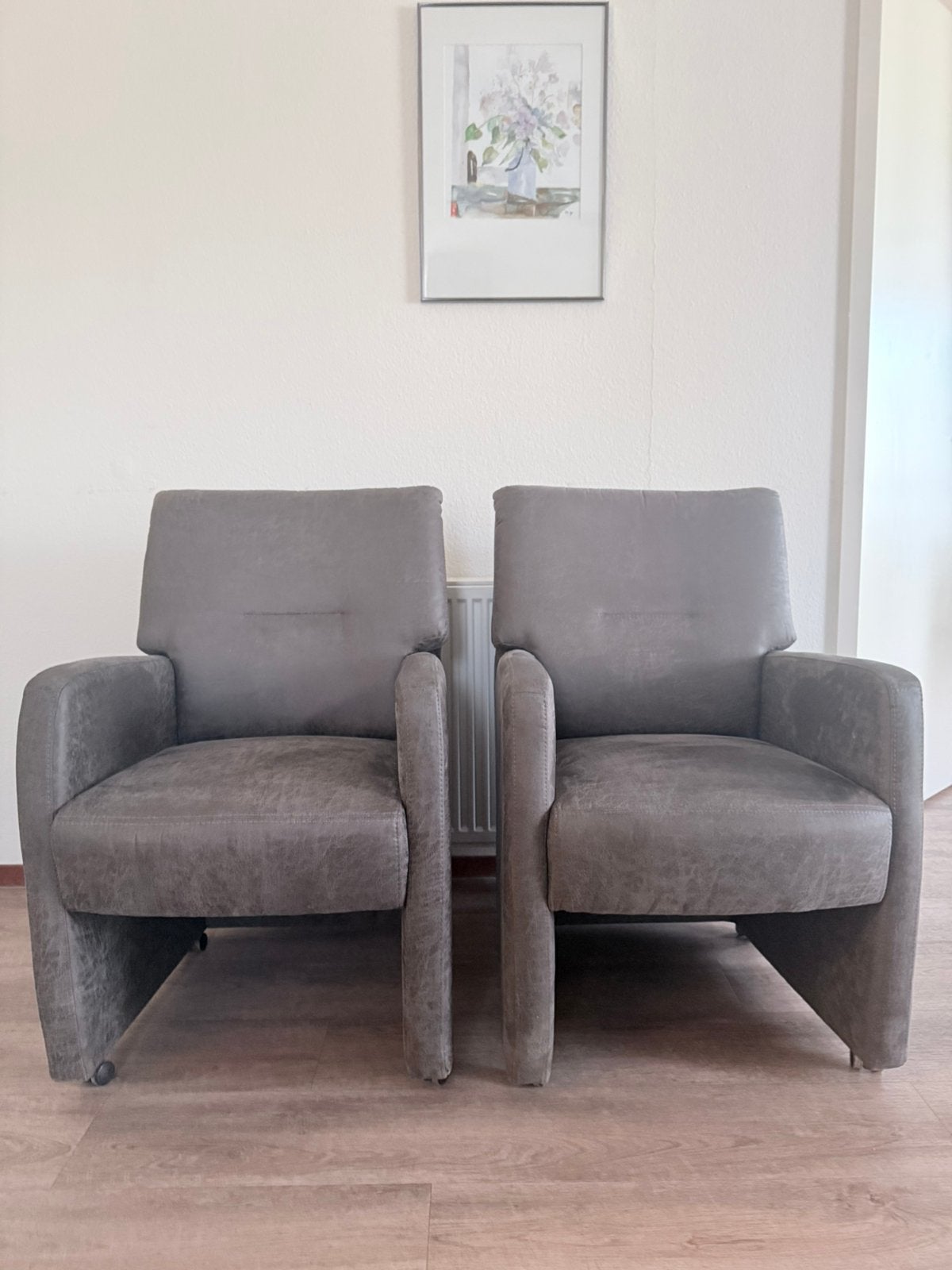 Twee fauteuils gemêleerd taupe grijs, Huis en Inrichting, Ophalen, Zo goed als nieuw, 75 tot 100 cm, 50 tot 75 cm