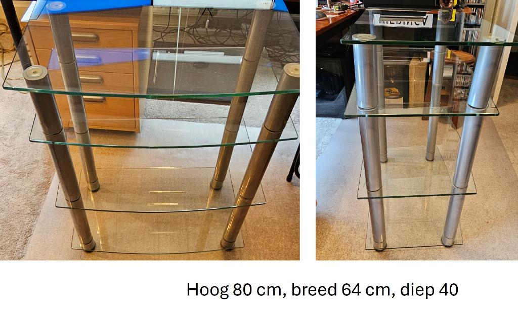Prachitge glazen stereo/tv meubel. 4 lagen., Ophalen, Zo goed als nieuw