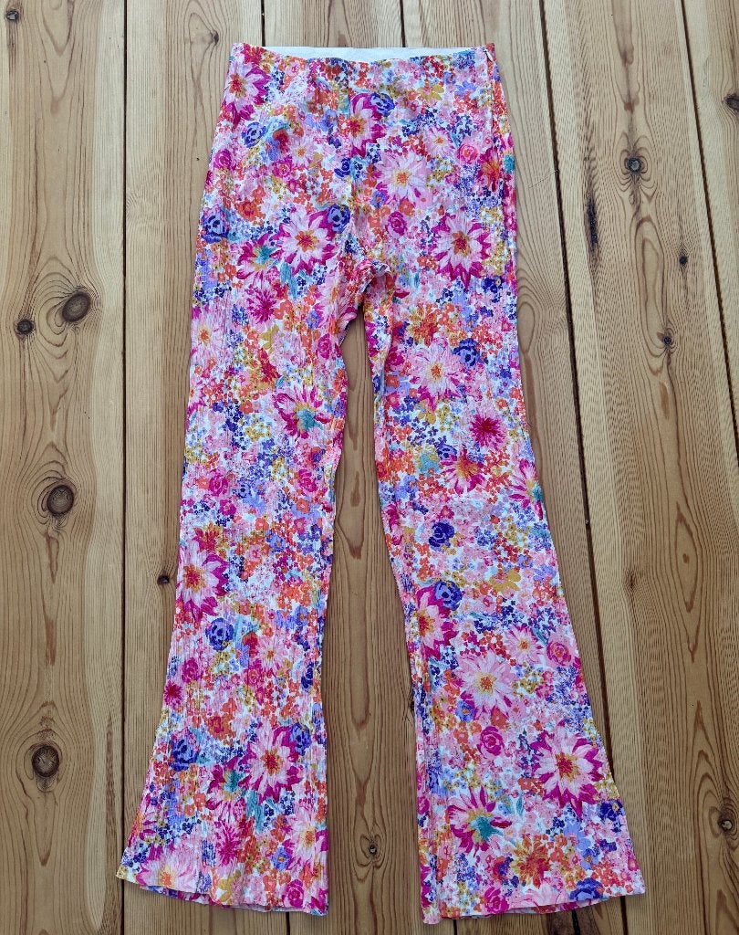 Flared Broek H&M - Roze Bloemen - maat Small / maat 36, H&M, Ophalen of Verzenden, Zo goed als nieuw, Roze