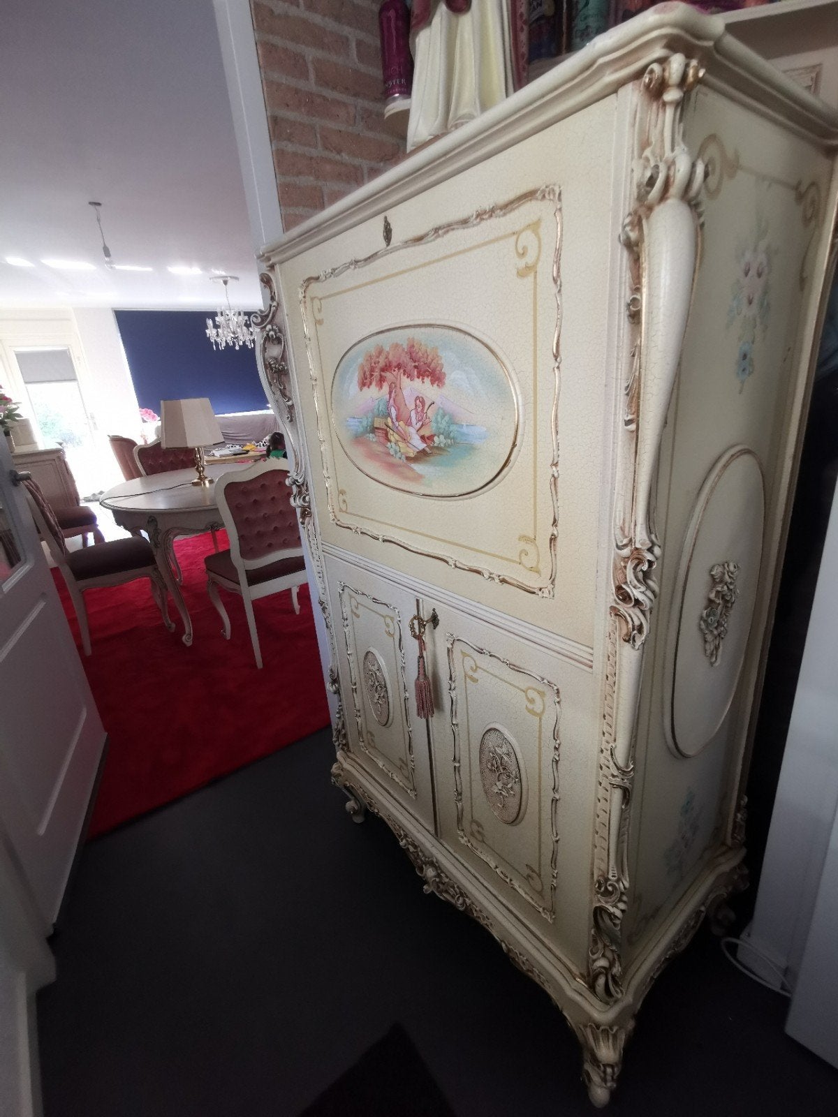 Antieke secretaire met handgeschilderde details, Ophalen