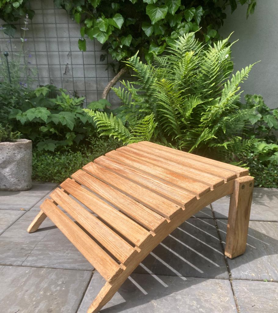 Klassieke Teakhouten voetenbank Teak&Garden, Ophalen, Zo goed als nieuw
