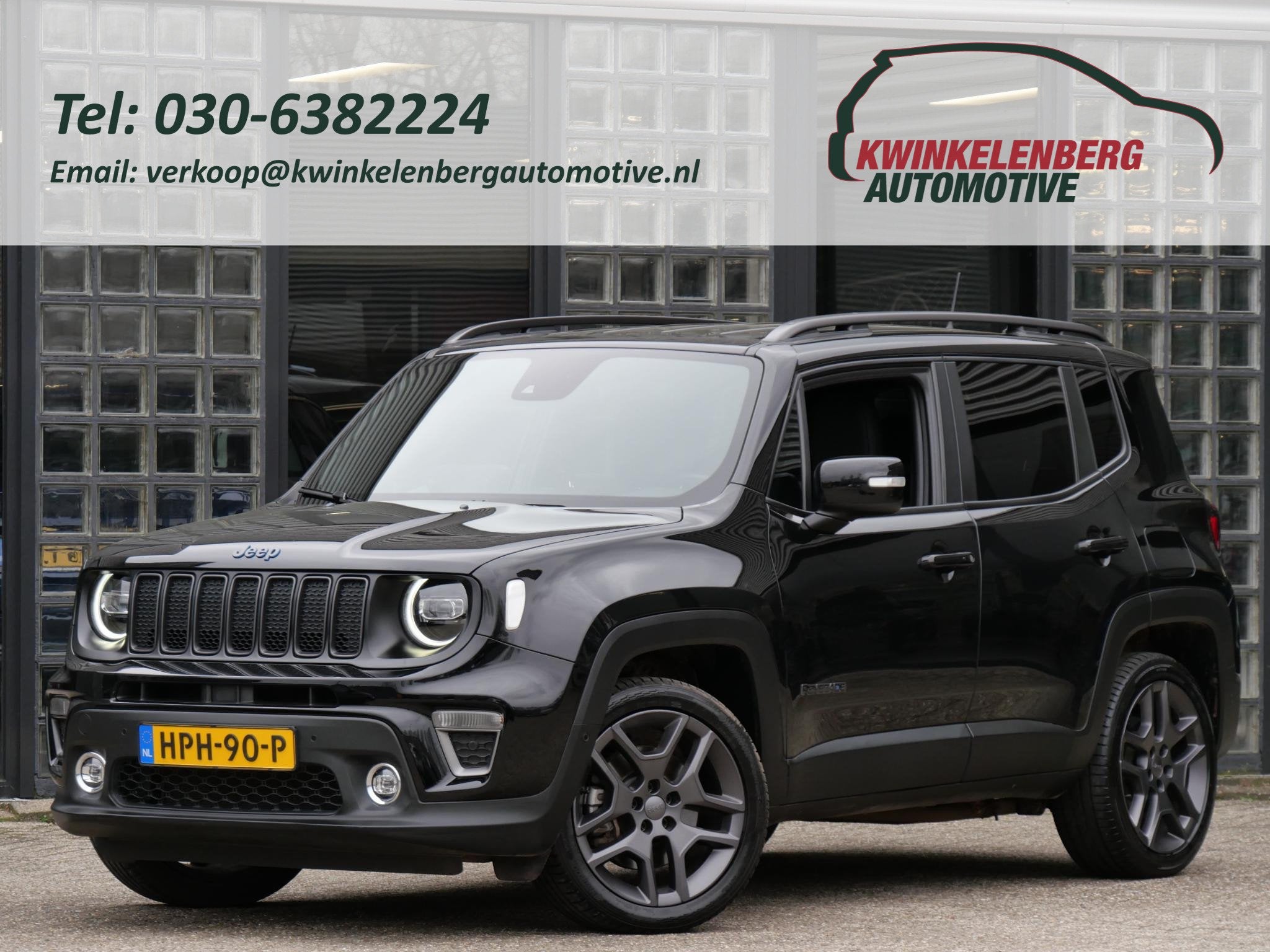 Jeep Renegade 4xe 240 PLUG-IN/ 19INCH/ LEER/ KENWOOD PREMIUM, Auto's, Jeep, Automaat, Gebruikt, 4 cilinders, Zwart