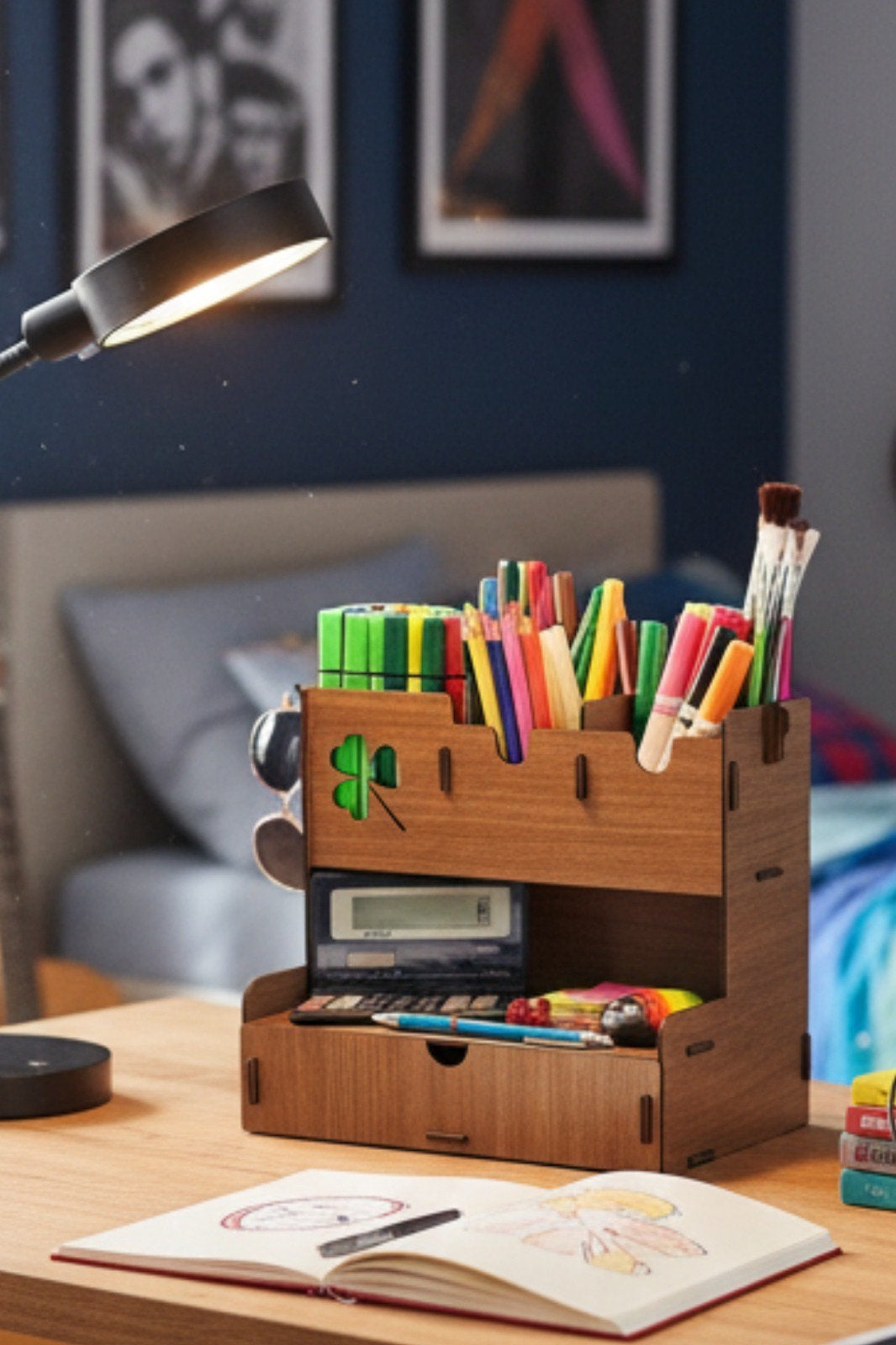 Simux Houten Bureau Organizer Make-up & Sieraden Walnoot, Ophalen of Verzenden, Nieuw