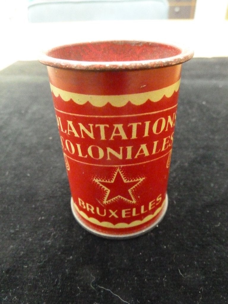 Antiek miniatuur winkelblikje koffie Plantations Coloniales, Ophalen of Verzenden