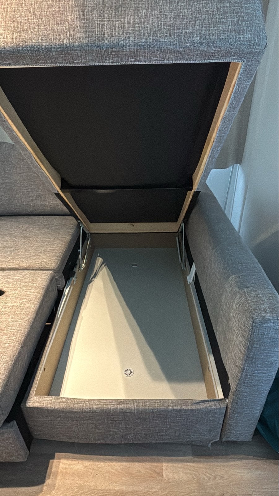 IKEA slaapbank met opbergruimte en salontafel - Z.G.A.N., 125 tot 150 cm, Hoekbank, Tweepersoons, Ophalen of Verzenden