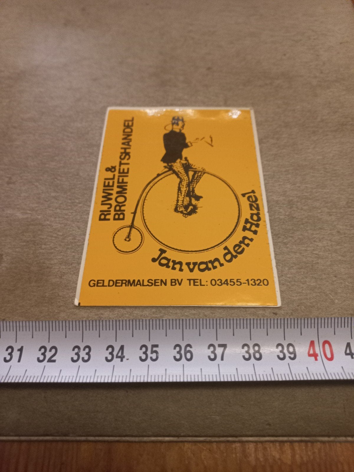 Vintage sticker Rijwiel & Bromfietshandel Jan van den Ha, Ophalen of Verzenden, Gebruikt