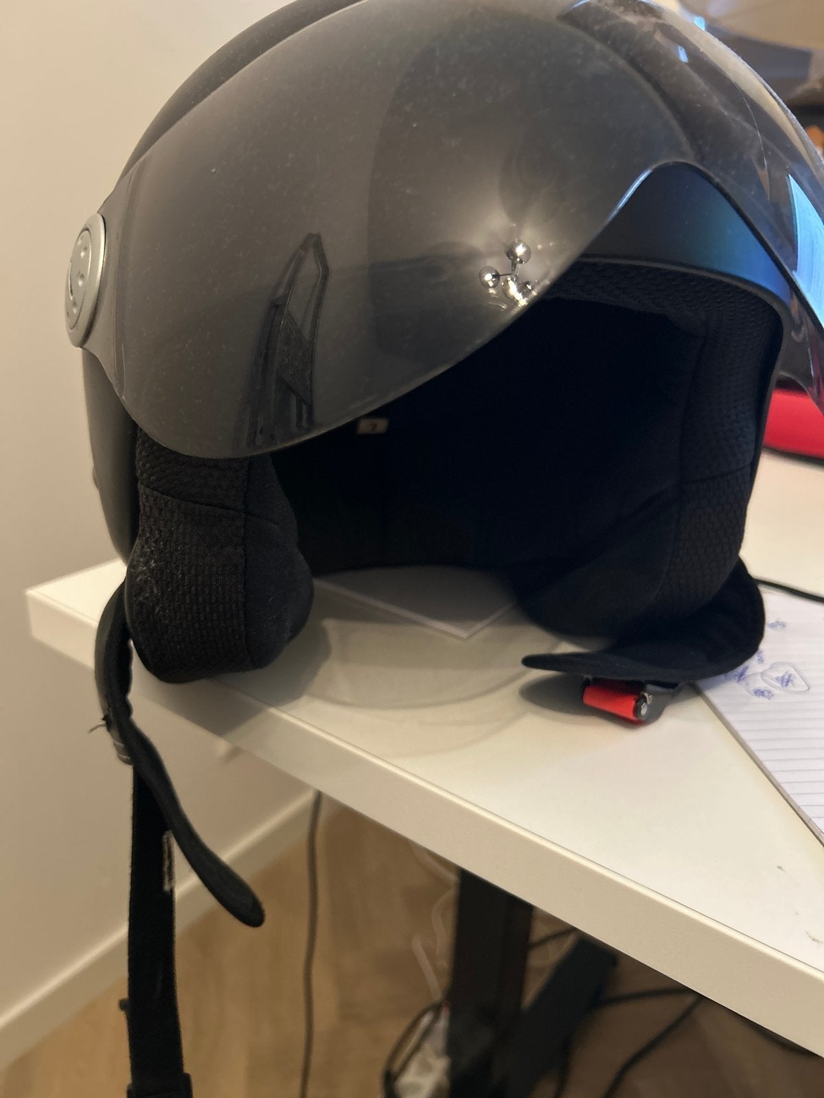 Scooterhelm maat L - Zwart met vizier, Ophalen, Gebruikt, Large