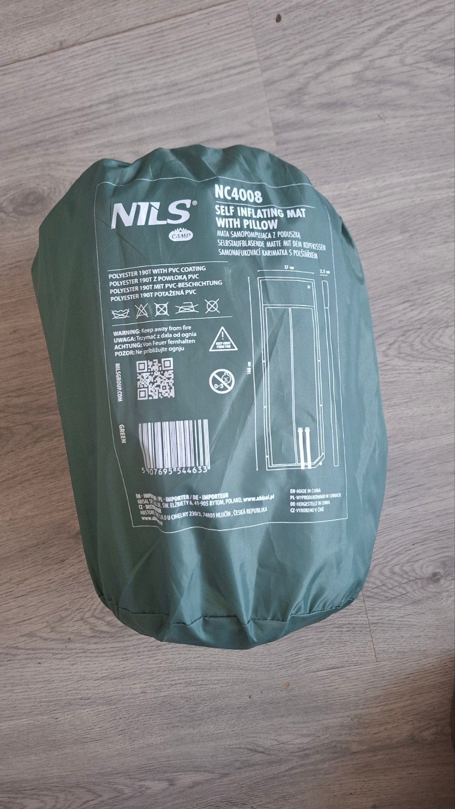 NILS NC4008 Zelfopblaasbare Mat met Kussen - Groen, Ophalen, Nieuw, 1-persoons
