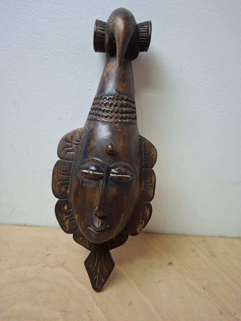 Baule masker hout Ivoorkust – handgesneden, Antiek en Kunst, Kunst | Niet-Westerse kunst, Ophalen of Verzenden