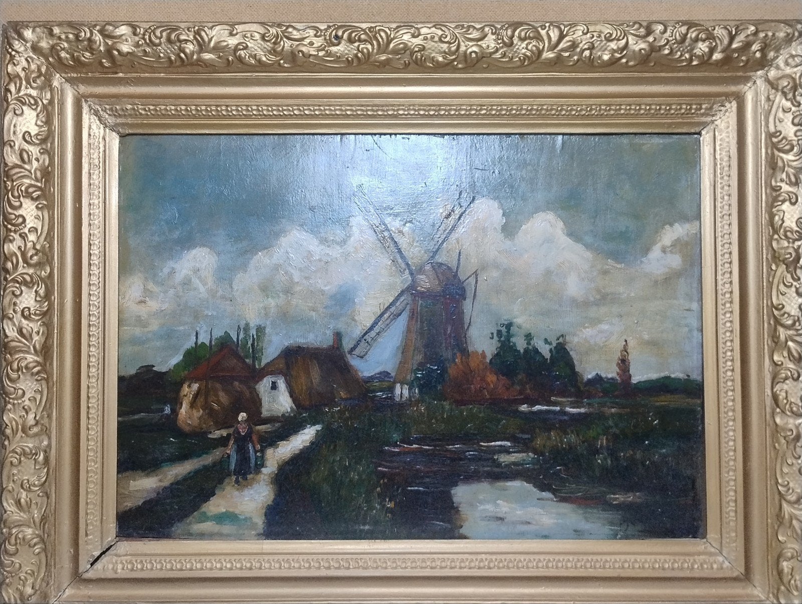 Gesigneerd P.J. v.d. Meij, Haagse School, olieverf op paneel, Antiek en Kunst, Ophalen of Verzenden