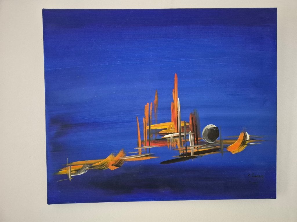 Acryl verf schilderij abstract, Ophalen