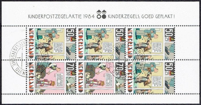 Nederland 1984, kinderzegels, velletje., Postzegels en Munten, Verzenden, Na 1940, Gestempeld