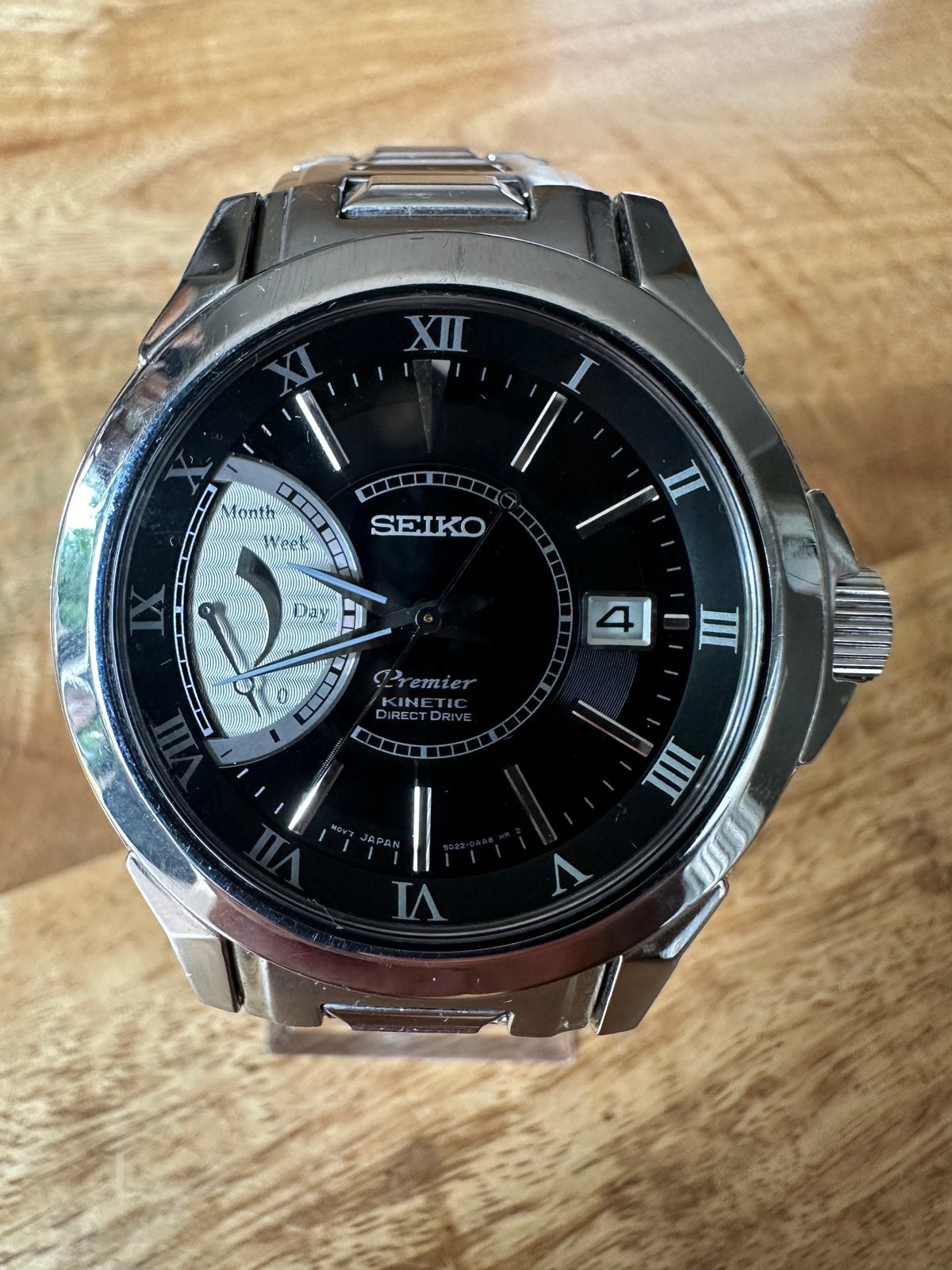 Seiko Premier Kinetic Direct Drive SRG001P1- Saffierglas, Sieraden, Tassen en Uiterlijk, Horloges | Antiek, Verzenden, Staal, Seiko