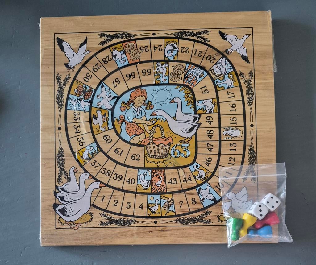 Ganzenbord Klassiek Houten Bordspel, Hobby en Vrije tijd, Gezelschapsspellen | Bordspellen, Vijf spelers of meer, Ophalen of Verzenden