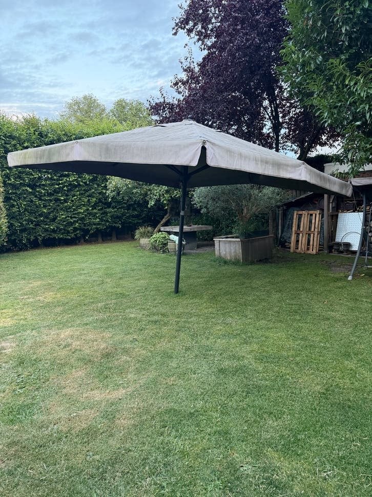 3x Horeca Parasols 4x4, Tuin en Terras, Parasols, Ophalen, Gebruikt, Meer dan 4 meter, Stokparasol