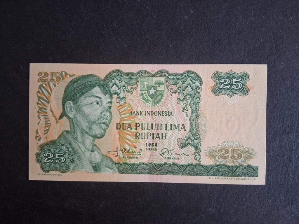 25 rupiah Indonesië unc- 1968, Ophalen of Verzenden, Zuidoost-Azië, Los biljet